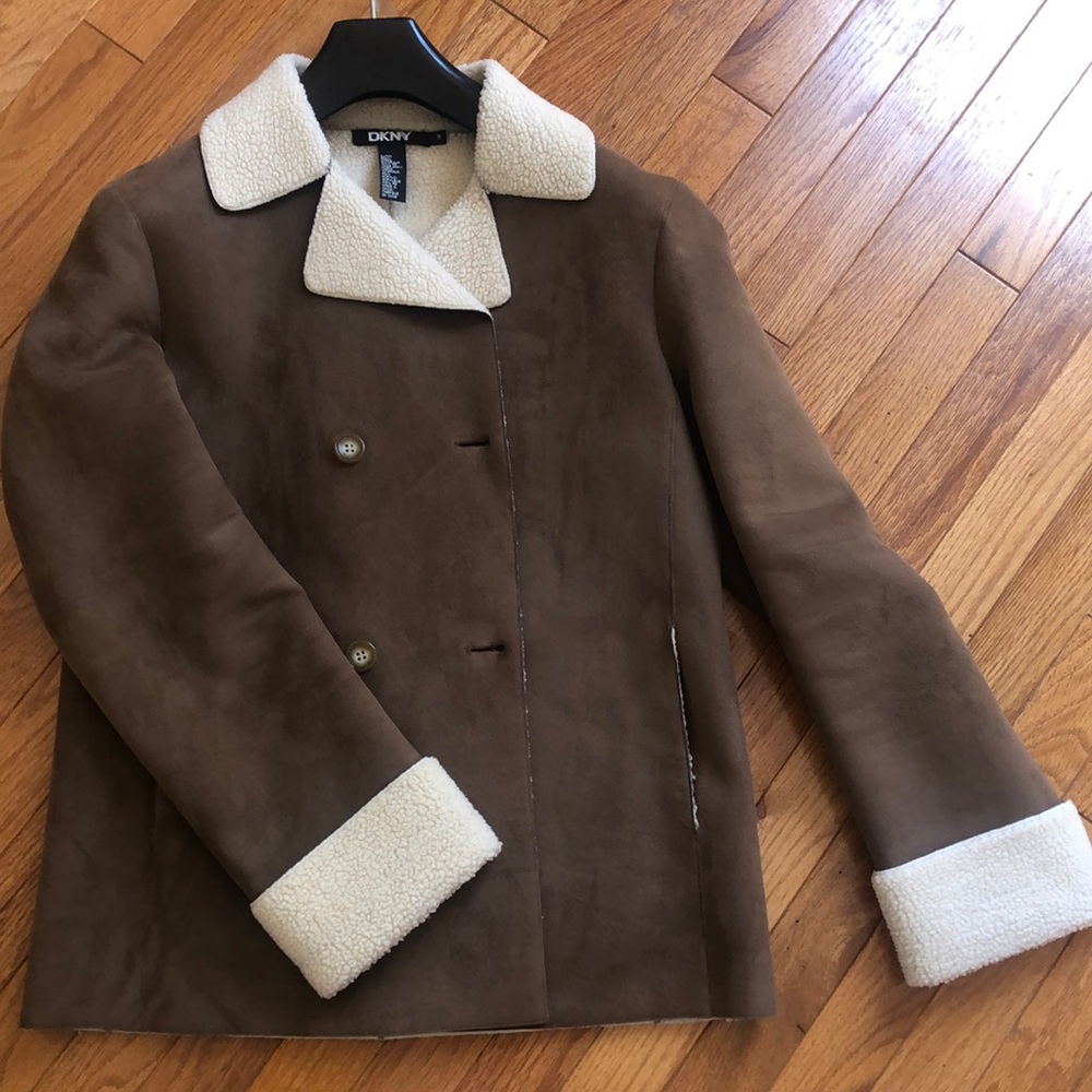 DKNY suede jacket, brown, size small